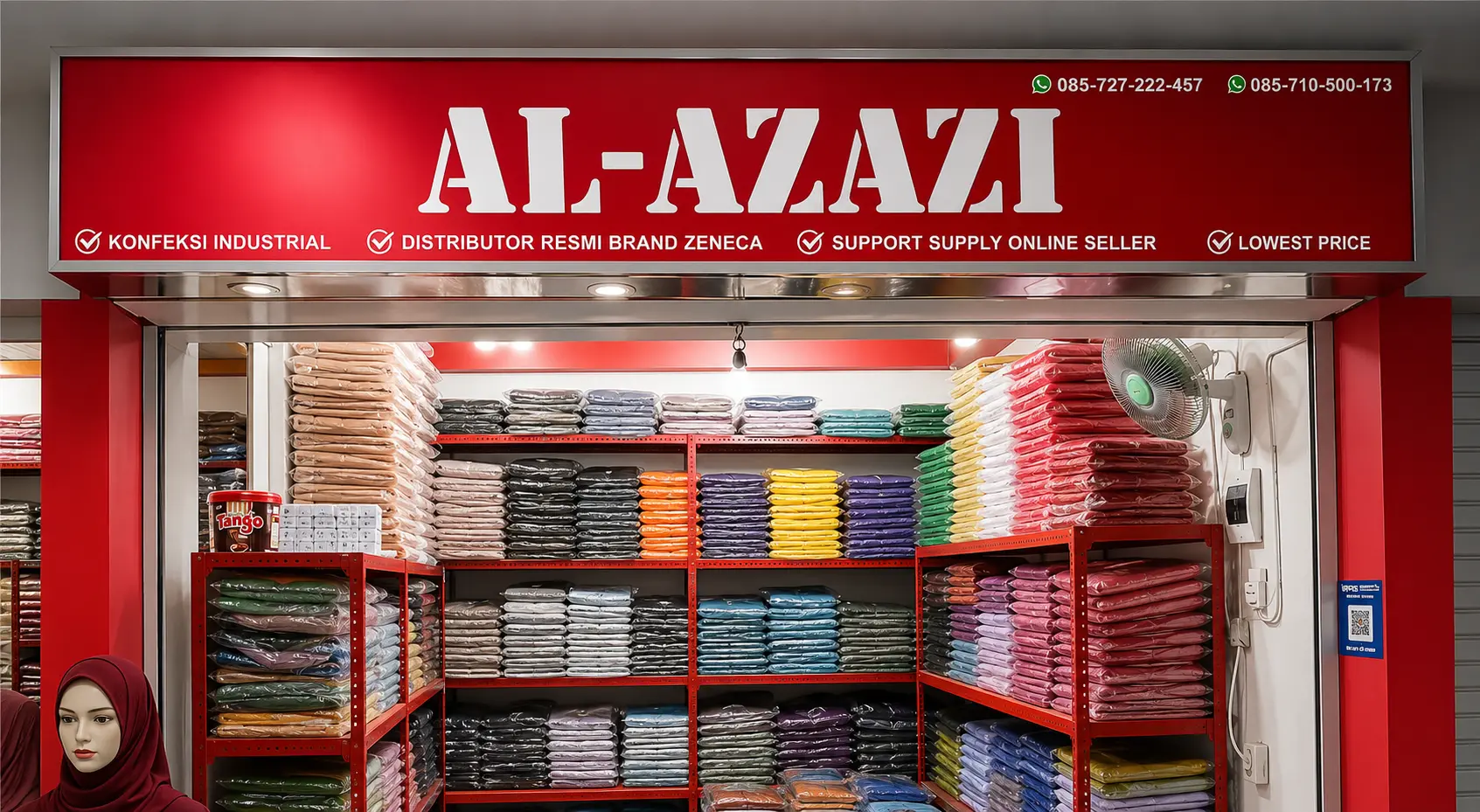 Etalase produk hijab Azazi di Pasar Johar Semarang - tampilan 1